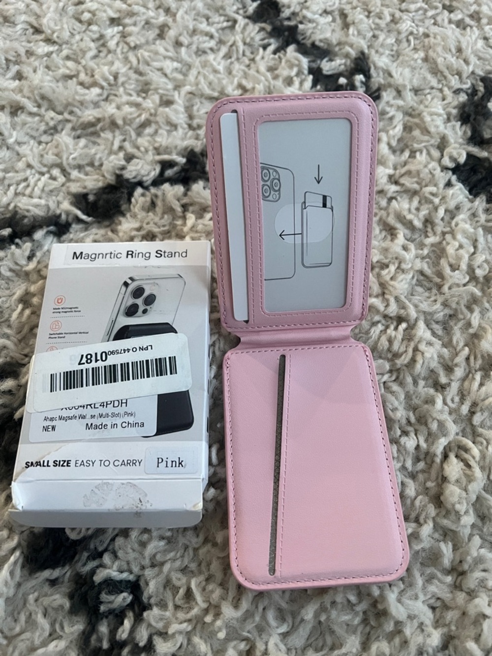 New Pink Magnetic Wallet Card Holder Phone Stand